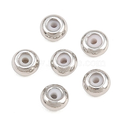 Brass Beads, with Silicone Inside, Flat Round, Rack Plating, Long-Lasting Plated, Lead Free & Cadmium Free, Platinum, 4x2mm, Hole: 1~1.2mm(KK-CBA78C7-30P)