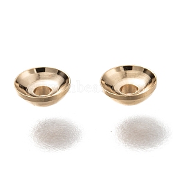 Brass Beads Cap, Long-Lasting Plated, Apetalous, Real 24K Gold Plated, 6x2mm, Hole: 1mm(KK-H759-37B-G)
