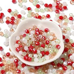 Glass Beads, Faceted, Rondelle, Red, 6x5mm, Hole: 1mm, about 280pcs/60g(EGLA-A034-SM6mm-57)