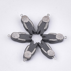 Handmade Porcelain Pendants, Frosted, with Brass Findings, Human, Platinum, Gray, 25.5~26x10.5~11x6~7mm, Hole: 1.5mm(PORC-T002-121)