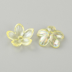 Transparent Acrylic Beads, AB Color, Flower, Yellow, 11.5x3mm, Hole: 1.8mm(MACR-CJC0004-05E)