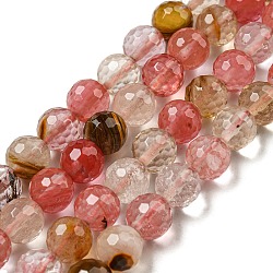 Tigerskin Glass Beads Strands, (128 Facets)Faceted, Round, 8mm, Hole: 1mm, about 45pcs/strand, 14.57 inch(37cm)(G-E571-A07-02)