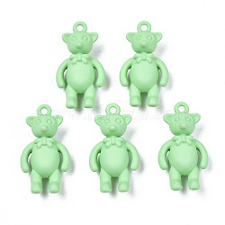 Rack Plating Spray Painted Alloy Pendants, Cadmium Free & Nickel Free & Lead Free, Bear, Light Green, 25x14x8mm, Hole: 1.6mm(PALLOY-N172-001-05)