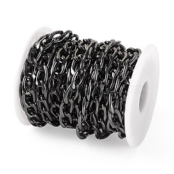 5M Oxidation Aluminum Cuban Link Chains, Unwelded, with Plastic Spool, Gunmetal, 15x9x2mm(CHA-TA0001-31)