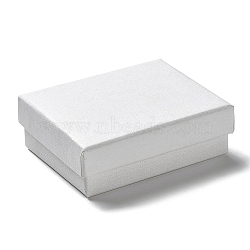 Cardboard Jewelry Set Boxes, with Sponge Inside, Rectangle, White, 9.15x7.1x3.05cm(CBOX-C016-03E-02)
