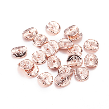 Tibetan Style Alloy Wavy Spacer Beads, Cadmium Free & Nickel Free & Lead Free, Arched Disc, Rose Gold, 9x1mm, Hole: 1mm