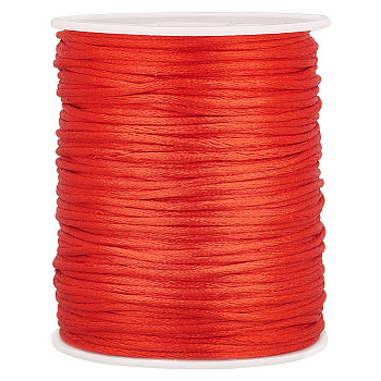 Polyester Rattail Satin Cord, Chinese Knot Cord, for Bracelet Making, FireBrick, 2mm, about 109.36 Yards(100m)/Roll