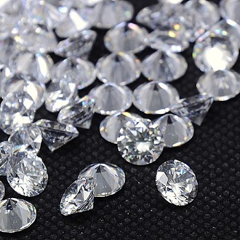 Diamond Shape Grade AAA Cubic Zirconia Cabochons, Faceted, Clear, 1.5mm