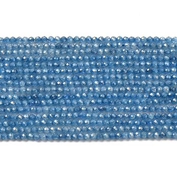 Cubic Zirconia Bead Strands, Faceted Rondelle, Steel Blue, 2mm, Hole: 0.6mm, about 187pcs/strand, 14.76 inch(37.5cm)