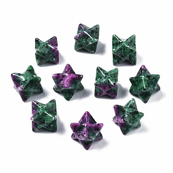 Natural Ruby in Zoisite Beads, No Hole/Undrilled, Merkaba Star, 11~13.5x11~13.5x11~13.5mm