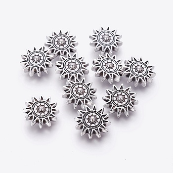 Tibetan Style Alloy Sun Beads, Cadmium Free & Nickel Free & Lead Free, Antique Silver, 17x6mm, Hole: 2mm