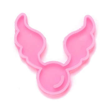 Ball with Wing Pendant Silicone Molds, Resin Casting Molds, for UV Resin & Epoxy Resin Jewelry Making, Hot Pink, 74x69x8mm, Hole: 13x2.5mm, Inner Diameter: 70x25mm