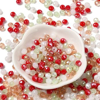 Glass Beads, Faceted, Rondelle, Red, 6x5mm, Hole: 1mm, about 280pcs/60g