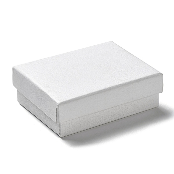 Cardboard Jewelry Set Boxes, with Sponge Inside, Rectangle, White, 9.15x7.1x3.05cm