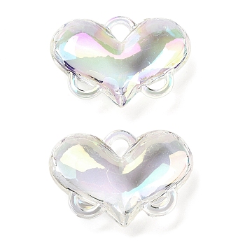 UV Plating Acrylic Pendants, Iridescent, Heart, Clear, 27.5x39x11.5mm, Hole: 5.2x5.2/5x2mm