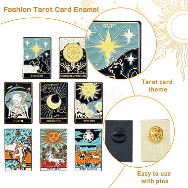 8Pcs 8 Styles Fashion Tarot Card Enamel Pin(JEWB-HY0001-01)-5