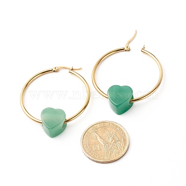 Heart Natural Green Aventurine Beads Earrings for Girl Women(EJEW-JE04638-03)-3