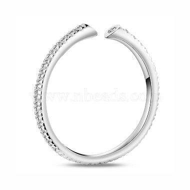 SHEGRACE Simple Design Rhodium Plated 925 Sterling Silver Cuff Rings(JR109A)-3