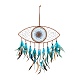 Evil Eye Woven Net/Web with Feather Pendant Decoration(HJEW-I013-08)-2