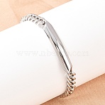 304 Stainless Steel Cuban Link Chain Bracelets for Men Women, Manual Polishing, Stainless Steel Color, 8-1/4 inch(21cm), link: 9x7x3.5mm & 45x8xx4mm(BJEW-G766-05P-01)