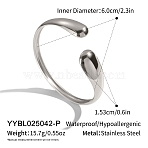 304 Stainless Steel Adjustable Open Cuff Bangles for Women, Stainless Steel Color, Inner Diameter: 2.36 inch(6cm)(AP4404-2)