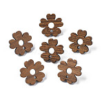 Walnut Wood Stud Earring Findings, with 316 Stainless Steel Pin and Hole, Flower, Tan, 17x18mm, Hole: 1.8mm, Pin: 0.7mm(MAK-N032-040)