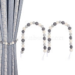 2Pcs Wool Round Ball Beaded Braided Curtain Tiebacks, with Cotton Cord, Gray, 600mm(HJEW-CA00027)