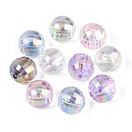 UV Plating Transparent Acrylic Beads, Iridescent, Round, Faceted, Mixed Color, 15.5~16mm, Hole: 2.8mm(TACR-N020-03)