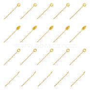 40 Strands 4 Style 304 Stainless Steel Curb Chain Extenders, End Chains with 201 Stainless Steel Chain Tab, Teardrop & Donut & Leaf, Golden, 55~69mm, 10 Strand/style(STAS-DC0014-21)