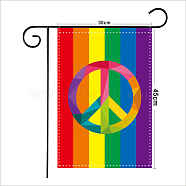 Polyester Garden Flags, Pride/Rainbow Flag, for Home Garden Yard Decorations, Rectangle, Peace Sign Pattern, 45x30cm(GUQI-PW0001-263G)