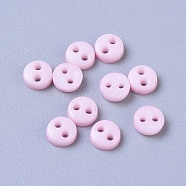 Nylon Tiny Button, Micro Buttons, Sewing Buttons, 2-Hole, Pearl Pink, 4.5x1.5mm, Hole: 0.8mm(X-BUTT-WH0014-28P)