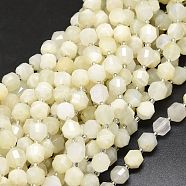 Natural White Moonstone Beads Strands, with Seed Beads, Faceted, Bicone, Double Terminated Point Prism Beads, 9~10.5x8~10mm, Hole: 0.8mm, about 31pcs/strand, 15.16 inch(38.5cm)(G-O201B-92)