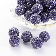 Polymer Clay Rhinestone Beads, Pave Disco Ball Beads, Grade A, Tanzanite, PP15(2.1~2.2mm), 14mm, Hole: 1.5mm(RB-H284-14MM-539)