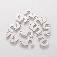 201 Stainless Steel Charms, Num.5, 13x7x1.1mm(STAS-Q201-T408-5)