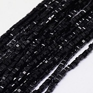 Glass Beads Strands, Faceted, Cube, Black, 6x6x6mm, Hole: 1mm, about 99pcs/strand, 21 inch(EGLA-J028-6x6mm-02)