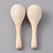 Unfinished Hand Painted Maracas, Mini Wooden Fiesta Maracas, with Porcelain Beads inside, Antique White, 115x38mm(AJEW-WH0317-24A)