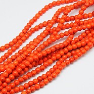 Synthetic Turquoise Beads Strands, Dyed, Round, Orange Red, 10mm, Hole: 1mm, about 800pcs/1000g(TURQ-G106-10mm-02G)