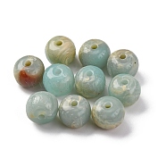 Acrylic Beads, Imitation Shoushan Beads, Flat Round, Dark Sea Green, 8.5~9x7mm, Hole: 1.8mm, About: 1388pcs/500g(OACR-Z025-13A)