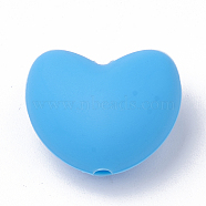 Food Grade Eco-Friendly Silicone Focal Beads, Chewing Beads For Teethers, DIY Nursing Necklaces Making, Heart, Deep Sky Blue, 16x19x10mm, Hole: 2.5mm(SIL-T046-07)