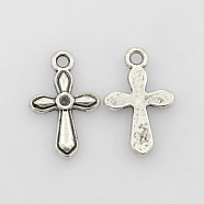Alloy Pendants, Cross, Antique Silver, Lead Free and Cadmium Free, 19.5x12x2mm, Hole: 1.5mm(EA9082Y)
