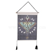 Bohemia Style Cloth Wall Hanging Tapestry, Vertical Tapestry, with Wood Rod & Iron Traceless Nail & Cord, for Home Decoration, Rectangle, Tooth Pattern, 850mm(HJEW-E003-01G)