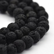 Natural Lava Rock Round Bead Strands, Lava Rock, 4mm, Hole: 1mm, about 94pcs/strand, 15.7 inch(G-M169-4mm-03)