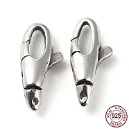 925 Thailand Sterling Silver Lobster Claw Clasps, Antique Silver, 12x5x3mm, Hole: 0.7mm(STER-D003-08P)