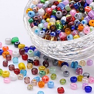 Dyed 6/0 Loose Round Glass Seed Beads, for Jewelry Making & Bead Crafting, Mixed Color, 3.5~4x2.5~3mm, Hole: 0.6mm, about 4500pcs/pound(SEED-L001-03)