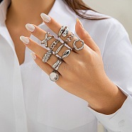 Alloy Adjustable Ring, Jewely for Women, Platinum, 5.3~14mm, Inner Diameter: 15.3~18.2mm, 10pcs/set(RJEW-K260-02B-P)