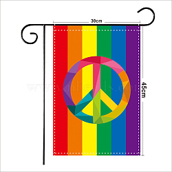 Polyester Garden Flags, Pride/Rainbow Flag, for Home Garden Yard Decorations, Rectangle, Peace Sign Pattern, 45x30cm(GUQI-PW0001-263G)
