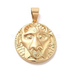 Real 18K Gold Plated Zodiac Theme Brass Pendants, Taurus, 22.5~23x20.5~21x2~3mm, Hole: 6x4mm(KK-M273-04D-G)