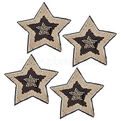 PVC Paillette Embroidered Cloth Sew on Patches, Star, Beige, 205x215x1mm(PATC-WH0008-99)