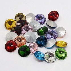 Glass Pointed Back Rhinestone, Rivoli Rhinestone, Back Plated, Faceted Cone, Mixed Color, 14x7mm(RGLA-R003-14mm-M)