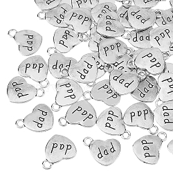 Father's Day Tibetan Style Heart Alloy Pendants, with Word Dad, Cadmium Free & Lead Free, Antique Silver, 18x15x3mm, Hole: 3mm, 50pcs/box(FIND-HY0001-50)